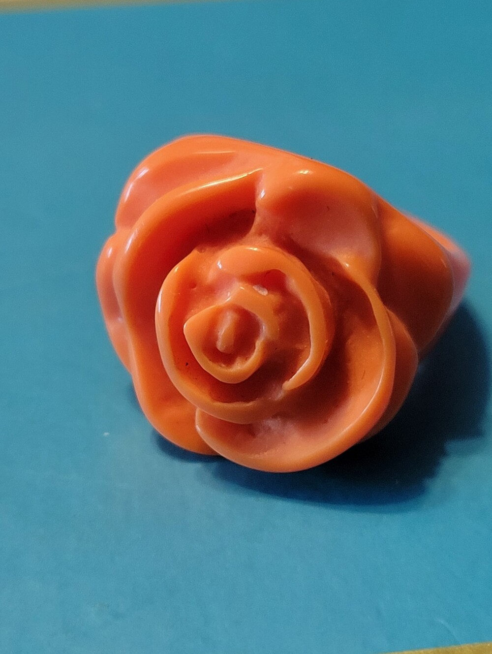 Women's Floral Statement Ring in Coral Orange Size 5.5